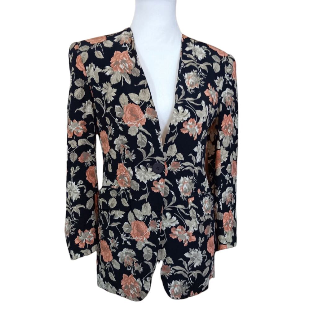 VINTAGE 80s 90s Floral Jacket Blazer 4 Romantic Boho Cottage‎ Career Office Work